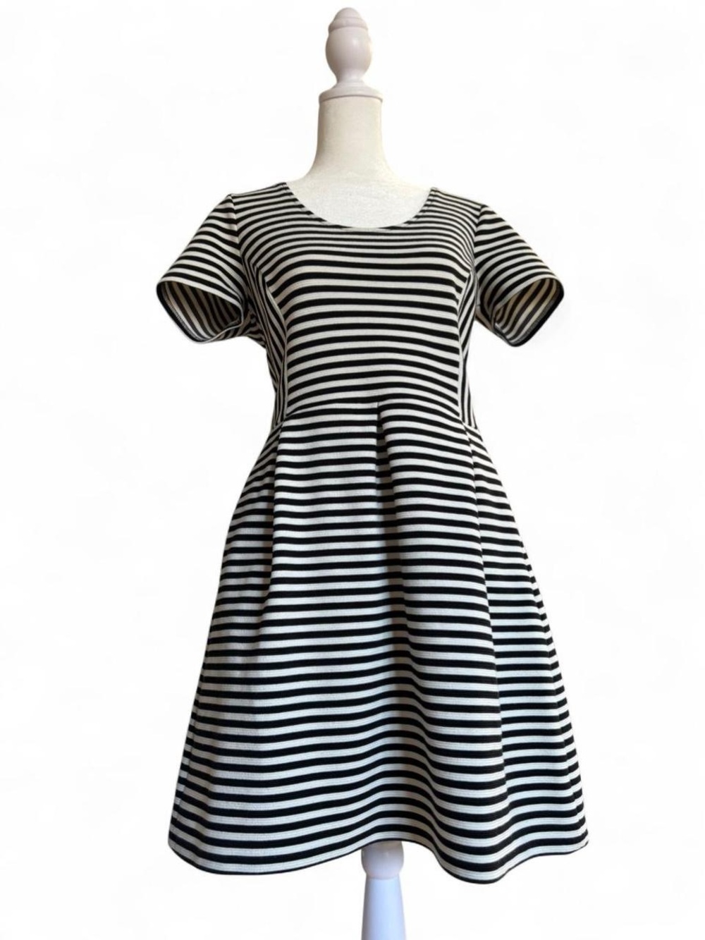 Madewell Black and White Striped Short-Sleeve Dress